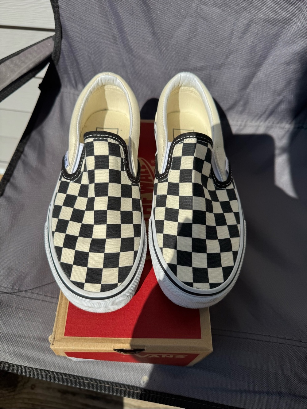 Vans Kids Slip-On Checkerboard Black and White Sneakers